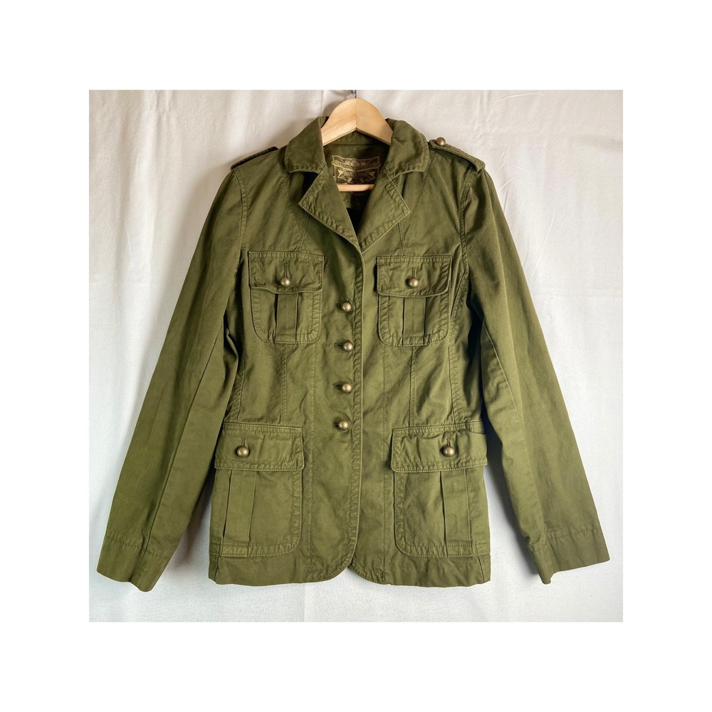 Banana Republic Heritage Travel Safari Jacket Olive Green Cotton Utility Sz 10